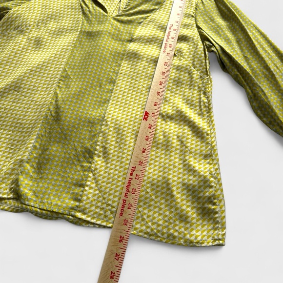 Boden Blouse Women's Size 12R Carey Yellow Geometric Long Sleeve Silk Boho Top - Picture 11 of 15